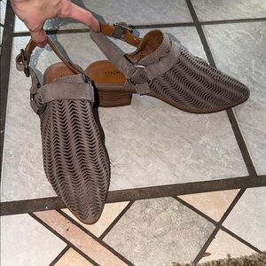 Lucky Brand Gray Perforated Slingback Shoes